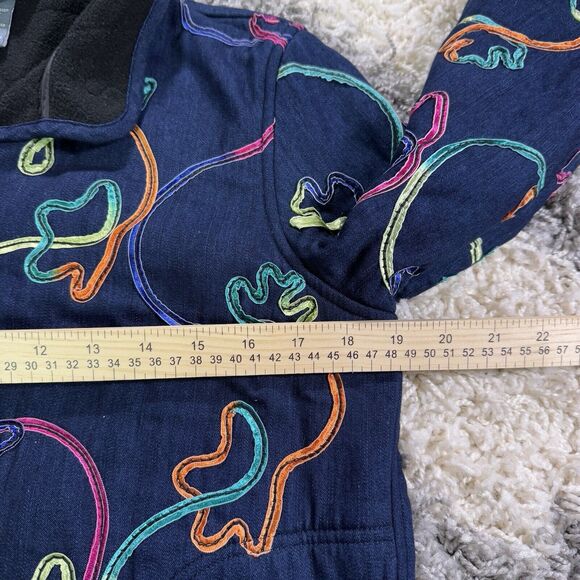 Koret Chambray Button Jacket Multi Color Ribbon Design Fleece Lining Size PS - Picture 5 of 6